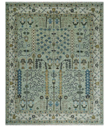 Ready to Ship Antique Moss Green and Ivory Hand Knotted Traditional Wool Area Rug