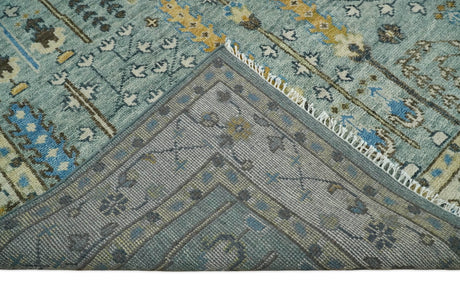Ready to Ship Aqua and Ivory Tree of Design Hand Knotted Wool Area Rug