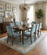Ready to Ship Aqua and Ivory Tree of Design Hand Knotted Wool Area Rug