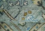 Ready to Ship Aqua and Ivory Tree of Design Hand Knotted Wool Area Rug