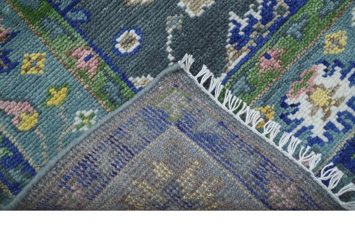 Ready to ship Charcoal, Green And Blue 5x7 Wool Rug