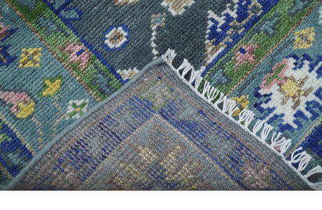 Ready to ship Charcoal, Green And Blue 5x7 Wool Rug