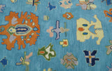 Ready to Ship Hand Tufted Blue and Ivory Modern Colorful Oushak Rug, Kids, Living Room Rug