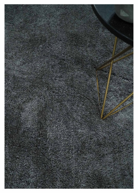 Ready To Ship Hand Woven High Pile Shag Charcoal Soft Viscose Rug