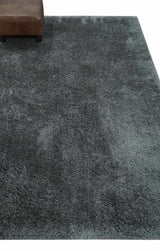Ready To Ship Hand Woven High Pile Shag Charcoal Soft Viscose Rug