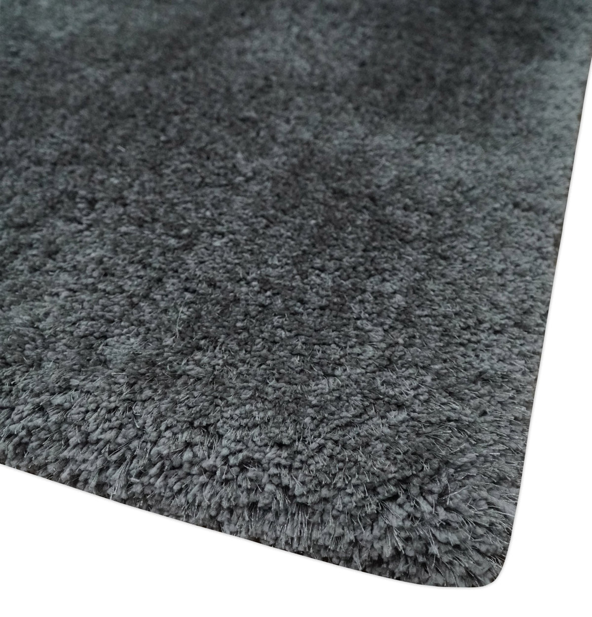 Ready To Ship Hand Woven High Pile Shag Charcoal Soft Viscose Rug