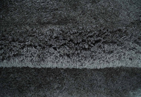 Ready To Ship Hand Woven High Pile Shag Charcoal Soft Viscose Rug