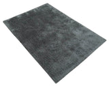 Ready To Ship Hand Woven High Pile Shag Charcoal Soft Viscose Rug