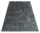 Ready To Ship Hand Woven High Pile Shag Charcoal Soft Viscose Rug