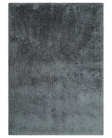 Ready To Ship Hand Woven High Pile Shag Charcoal Soft Viscose Rug