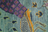 Ready to Ship Jungle Life Peacock Bird 8x8 Square Green Wool Rug