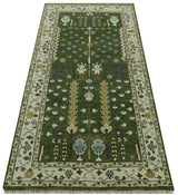 Ready to Ship Oversize 5x10 Runner Rug Green Tree of life Wool Rug