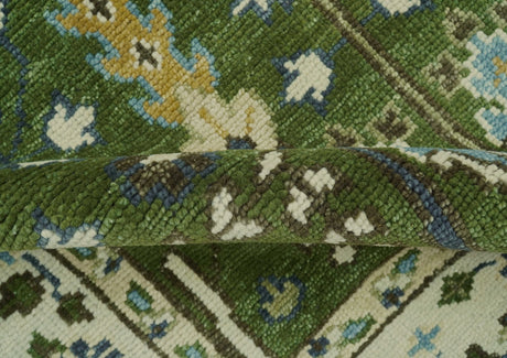 Ready to Ship Oversize 5x10 Runner Rug Green Tree of life Wool Rug
