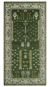 Ready to Ship Oversize 5x10 Runner Rug Green Tree of life Wool Rug