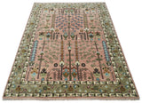 Ready to Ship Pink, Olive and Beige Tree of life Vintage Traditional Wool Rug