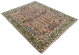Ready to Ship Pink, Olive and Beige Tree of life Vintage Traditional Wool Rug