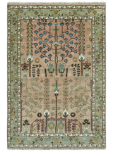 Ready to Ship Pink, Olive and Beige Tree of life Vintage Traditional Wool Rug