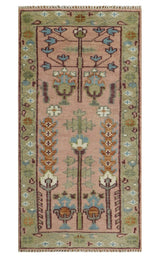 Ready to Ship Pink, Olive and Beige Tree of life Vintage Traditional Wool Rug