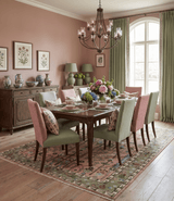 Ready to Ship Pink, Olive and Beige Tree of life Vintage Traditional Wool Rug