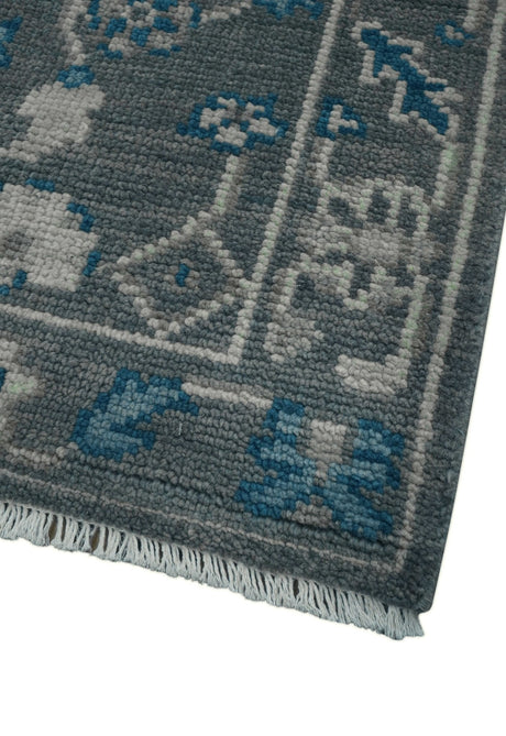 Ready to ship Traditional Gray And Blue 2.8x6 Wool Rug