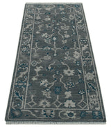 Ready to ship Traditional Gray And Blue 2.8x6 Wool Rug