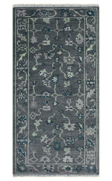 Ready to ship Traditional Gray And Blue 2.8x6 Wool Rug