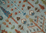 Ready to Ship Tree of Life Hand Knotted Silver, Brown and Rust Traditional Oushak Wool Rug
