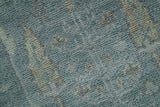 Ready to Ship Tree of life Teal And Beige 2.6x8 Wool Rug