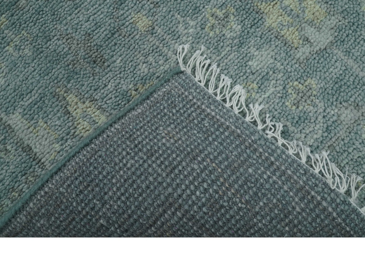 Ready to Ship Tree of life Teal And Beige 2.6x8 Wool Rug