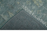 Ready to Ship Tree of life Teal And Beige 2.6x8 Wool Rug