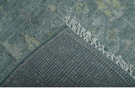 Ready to Ship Tree of life Teal And Beige 2.6x8 Wool Rug
