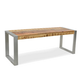 Reclaimed Wood Bench with Silver Metal Legs-Bench-Parc Decor