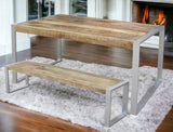 Reclaimed Wood Bench with Silver Metal Legs-Bench-Parc Decor