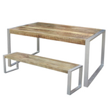 Reclaimed Wood Dining Table with Silver Metal Legs-Dining Table-Parc Decor