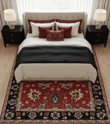 Red and Black Hand Knotted Traditional Oushak Custom made wool Area Rug