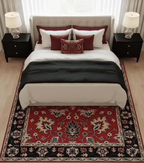 Red and Black Hand Knotted Traditional Oushak Custom made wool Area Rug