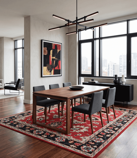 Red and Black Hand Knotted Traditional Oushak Custom made wool Area Rug
