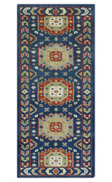 Red, Brown and Olive Traditional Hand knotted Custom Made Wool Area Rug