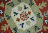 Red, Brown and Olive Traditional Hand knotted Custom Made Wool Area Rug
