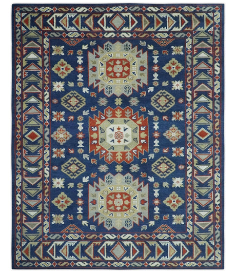 Red, Brown and Olive Traditional Hand knotted Custom Made Wool Area Rug
