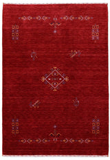 Red Center Medallion Tribal Design Hand Loomed Wool Area Rug