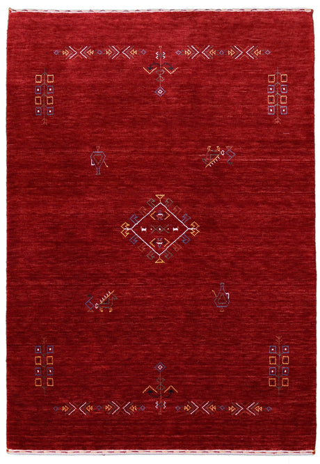 Red Center Medallion Tribal Design Hand Loomed Wool Area Rug