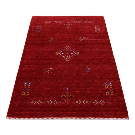 Red Center Medallion Tribal Design Hand Loomed Wool Area Rug