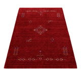 Red Center Medallion Tribal Design Hand Loomed Wool Area Rug