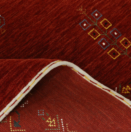 Red Center Medallion Tribal Design Hand Loomed Wool Area Rug