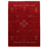 Red Center Medallion Tribal Design Hand Loomed Wool Area Rug