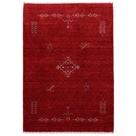 Red Center Medallion Tribal Design Hand Loomed Wool Area Rug