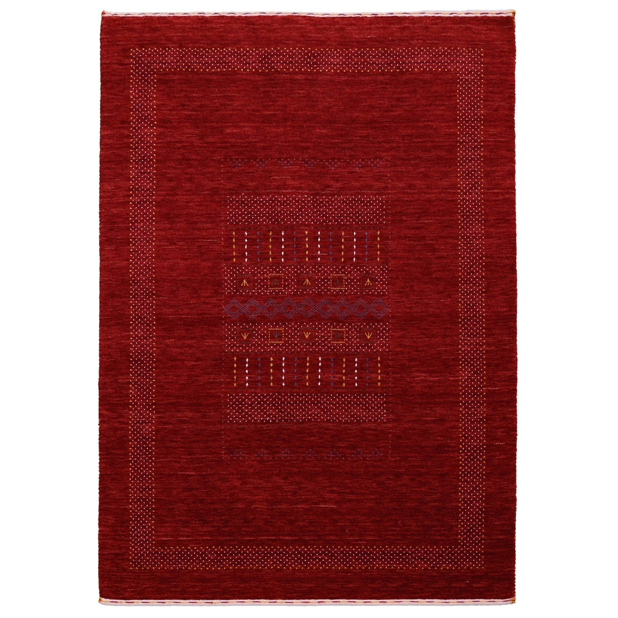 Red Center Pattern Hand Loomed Wool Area Rug