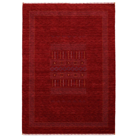 Red Center Pattern Hand Loomed Wool Area Rug