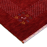 Red Contemporary Border Motifs Hand Loomed Wool Area Rug